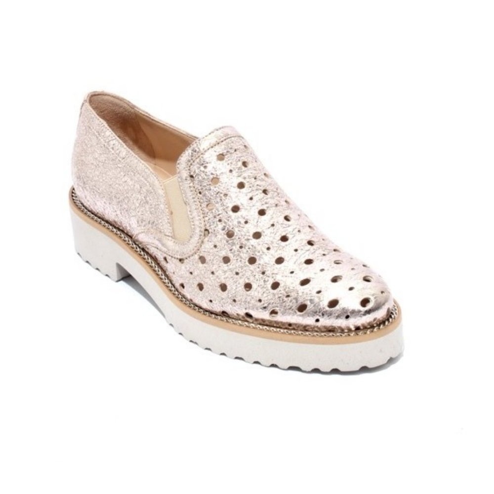 ITALIAN Gold Leather Elastic Slip On Shoes